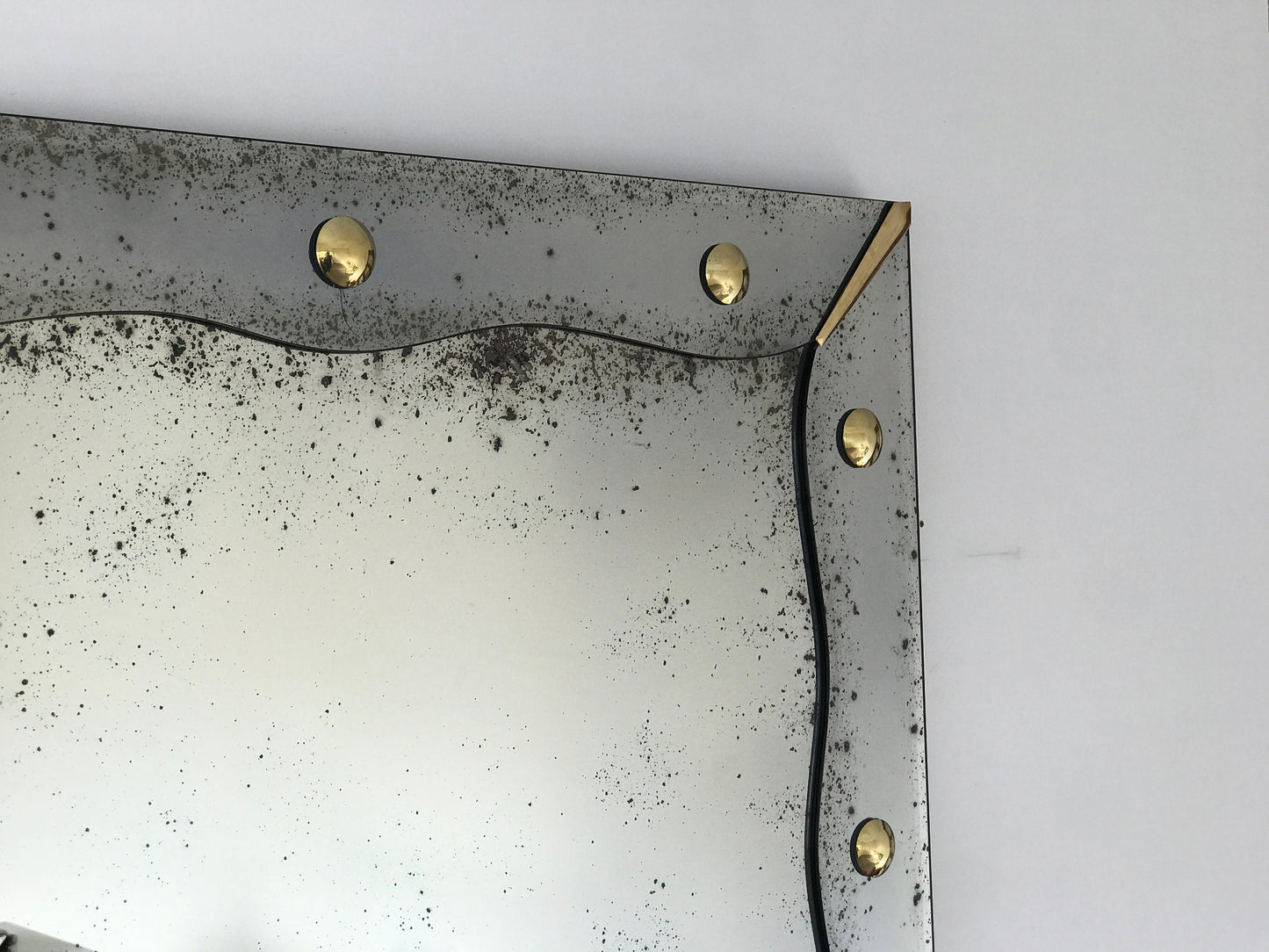 Antiqued Mirror with Brass Detailed, Large Wall Mirror, Frameless Antiqued Mirror, Handmade Antiqued Style, Beveled Mirror