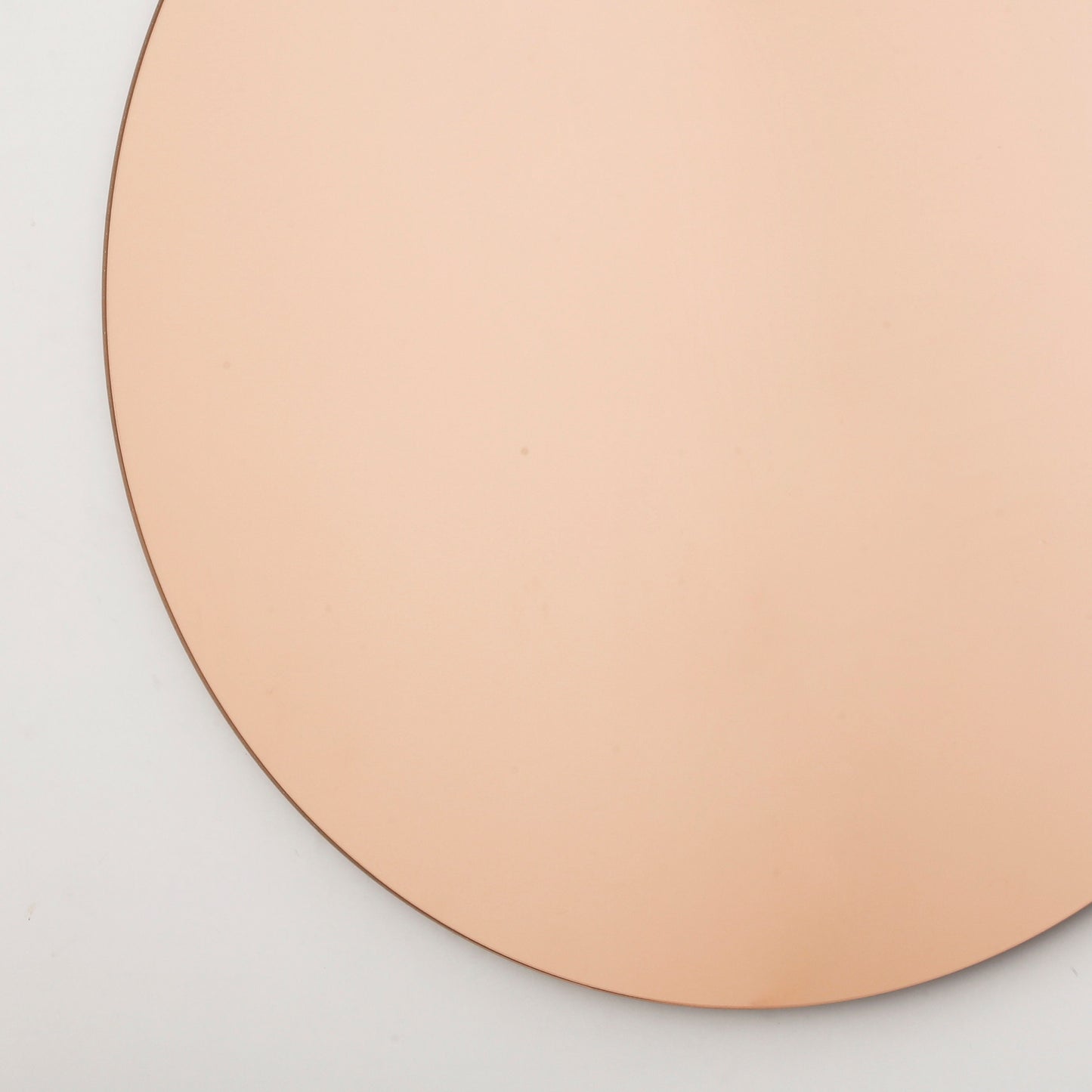 Rose Gold Tinted Contemporary Round Frameless Mirror, Minimalist Mirror