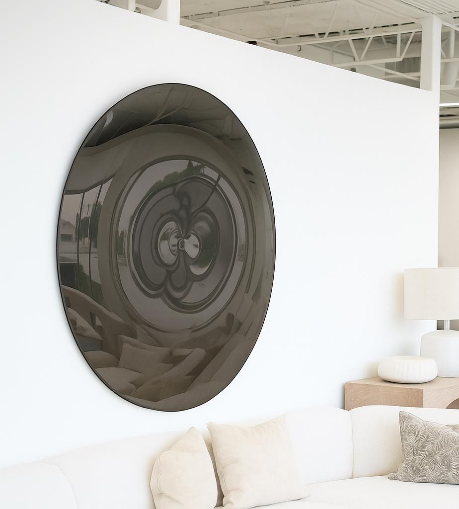 Contemporary Convex Mirror wih Concave Mirror, Inspired by Space Age decor, Light Black Mirror, Hand crafted, Mirror Wall Decor