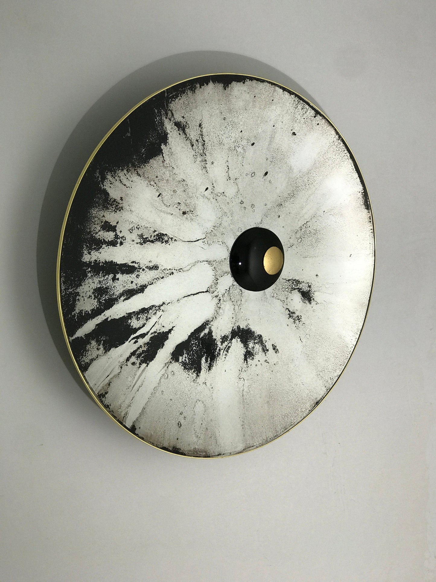 Contemporary Concave Antique Mirror with Gold Leaf, Space Age Decor, Like a Moon, Antique Mirror