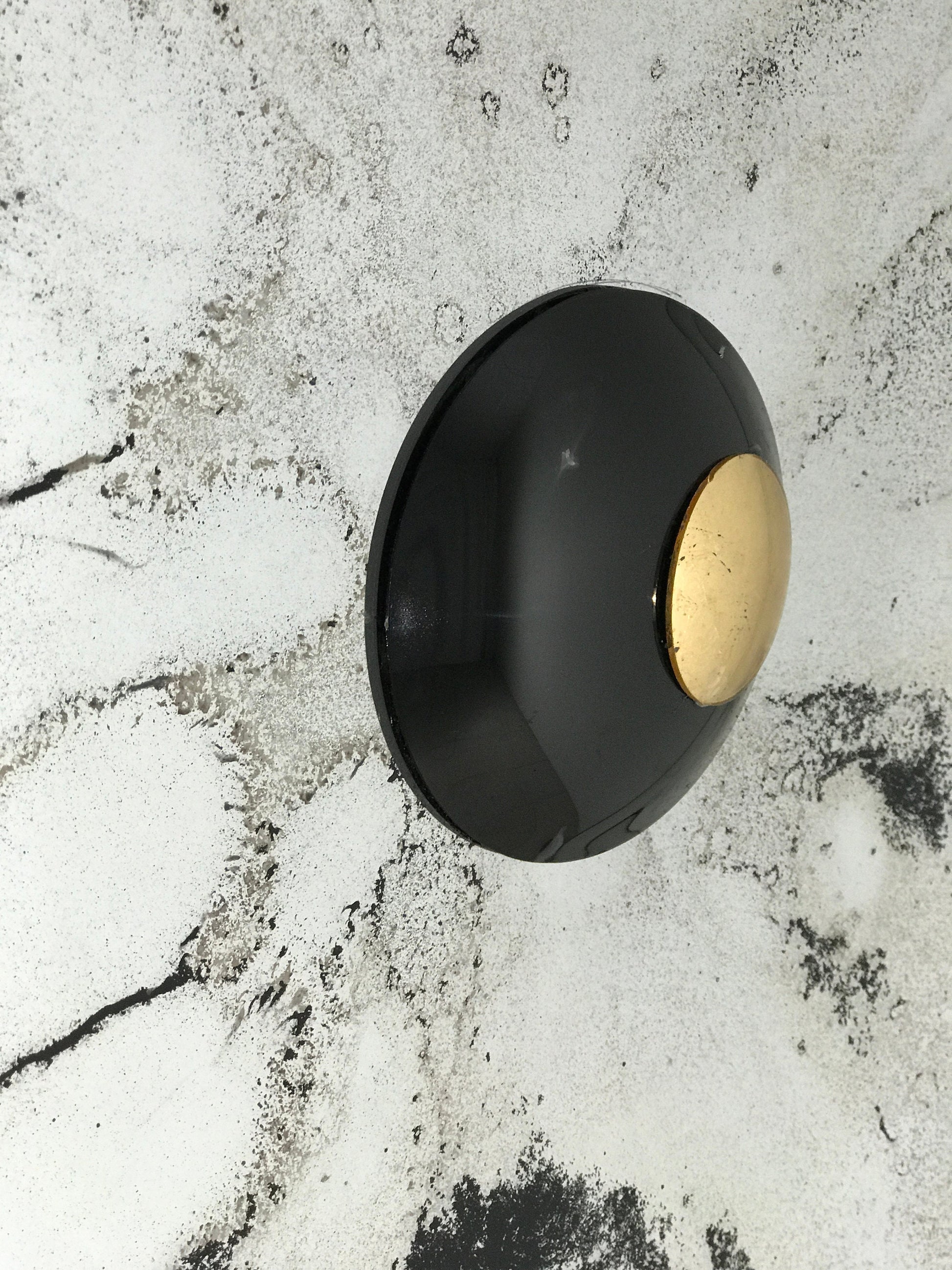Contemporary Concave Antique Mirror with Gold Leaf, Space Age Decor, Like a Moon, Antique Mirror