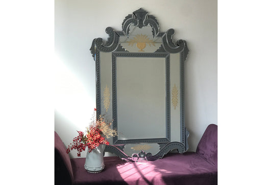 Venetian Mirror, Beveled Mirror, French Style, Hand craft, Gold Leaf, Art-081