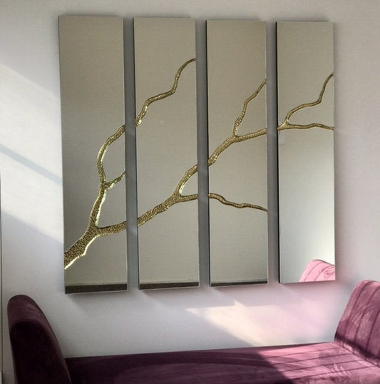Reflection™ - Frameless Mirror with Brass Detailed, Hand crafted, Brass Wall Mirror, Mirror Wall Panel, Wall Decor