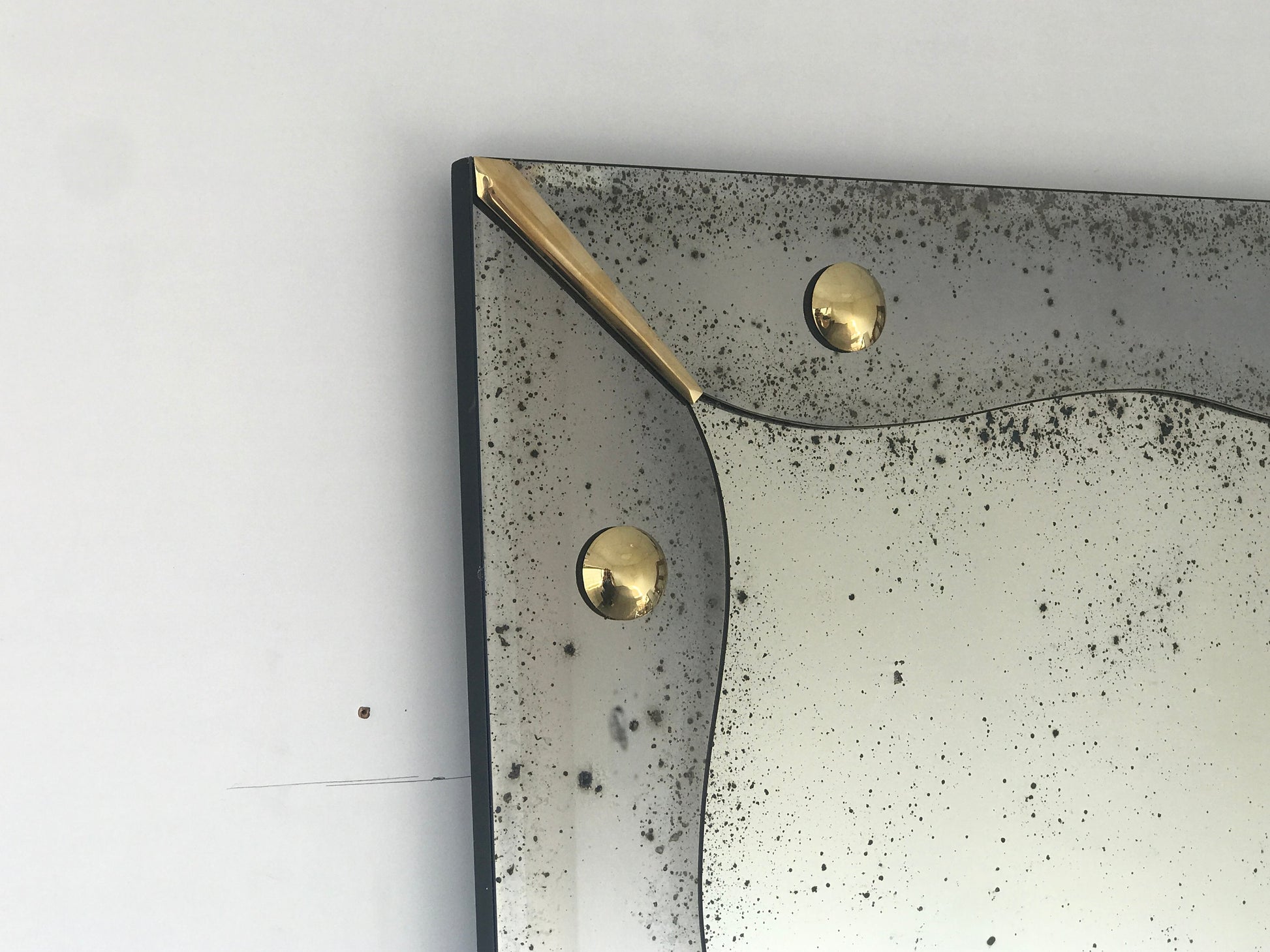 Antiqued Mirror with Brass Detailed, Large Wall Mirror, Frameless Antiqued Mirror, Handmade Antiqued Style, Beveled Mirror