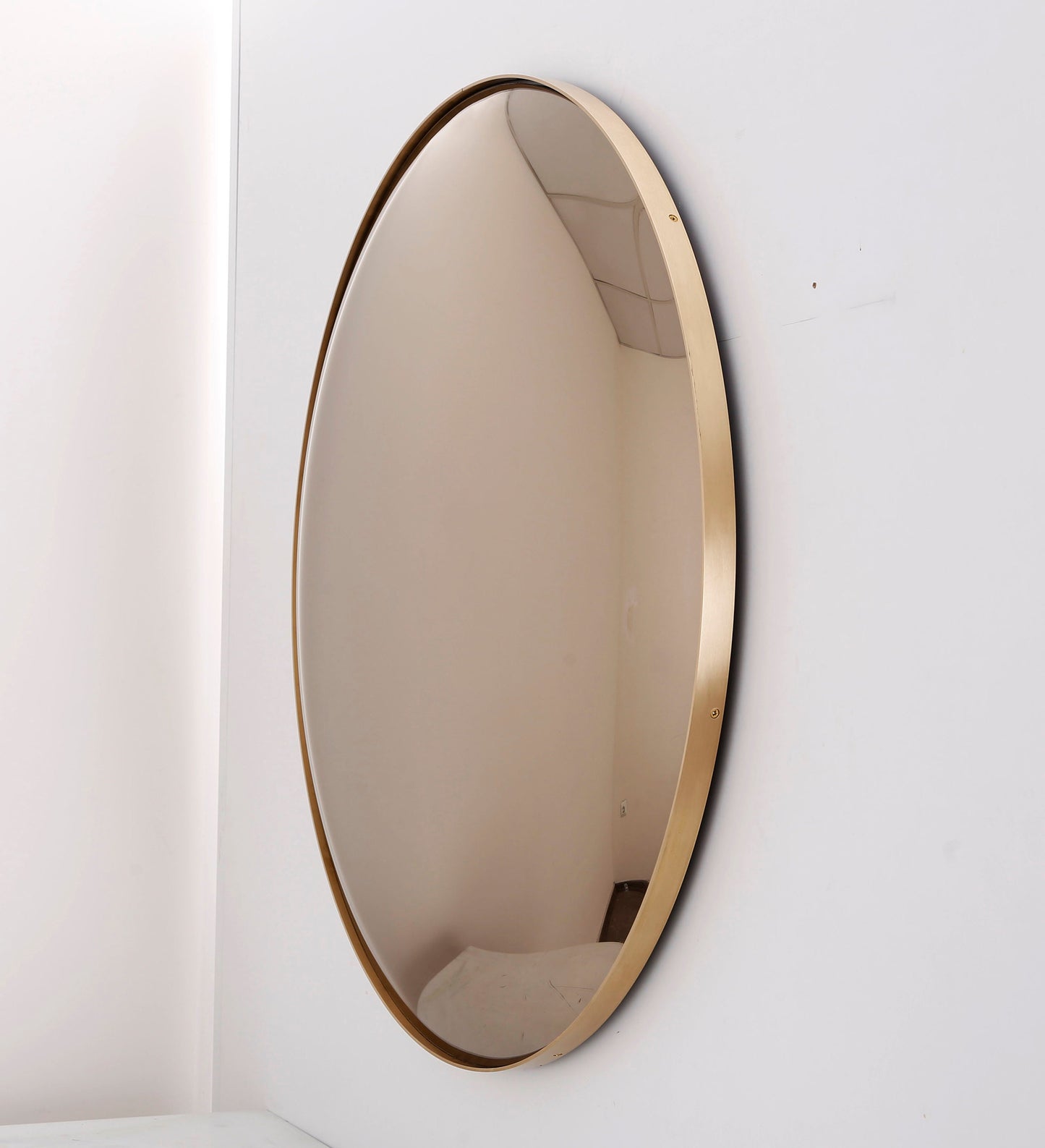Bronze Convex Mirror with Brushed Brass Frame, Hand crafted, Wall Mirror, Space Age Decor, Contemporary, Curve Mirror