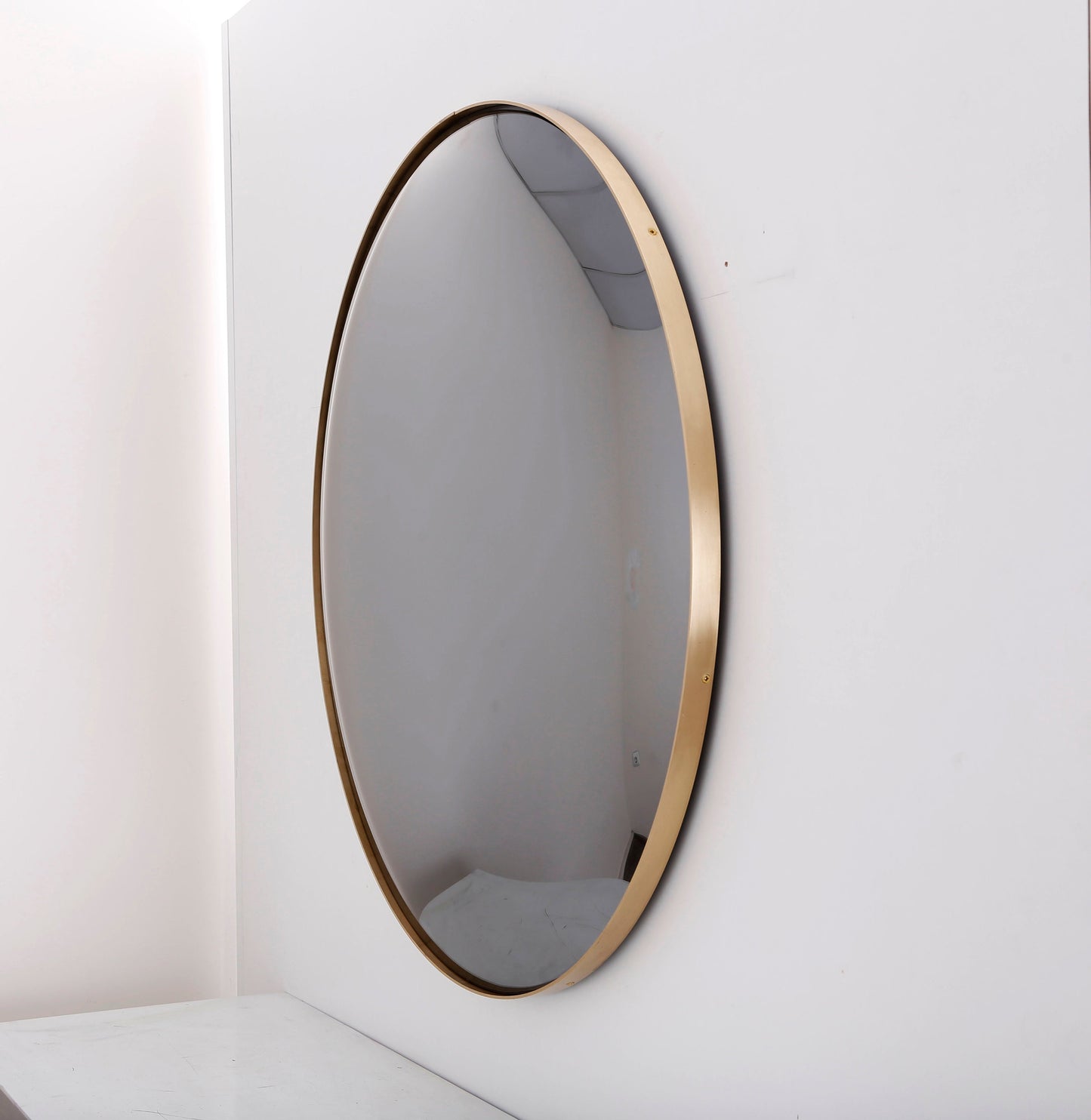 Black Convex Mirror with Brushed Brass Frame, Hand crafted, Wall Mirror, Space Age Decor, Contemporary, Curve Mirror