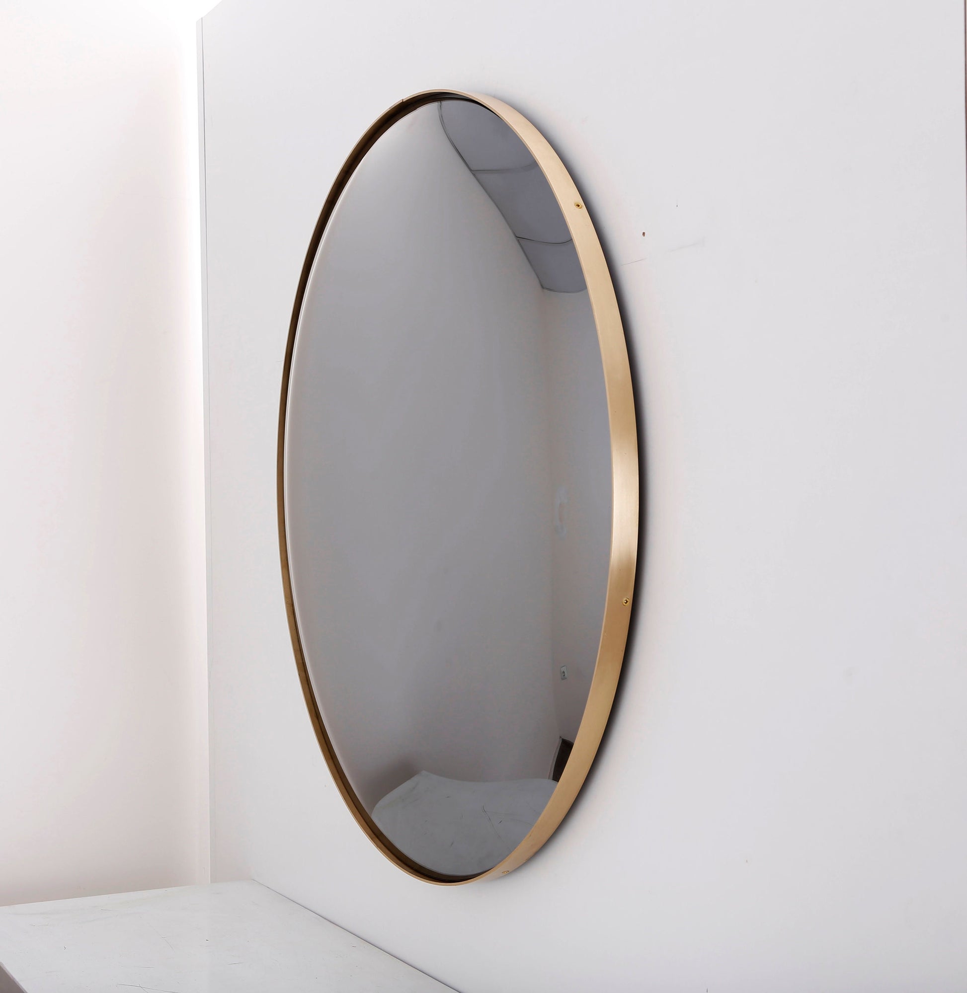 Black Convex Mirror with Brushed Brass Frame, Hand crafted, Wall Mirror, Space Age Decor, Contemporary, Curve Mirror