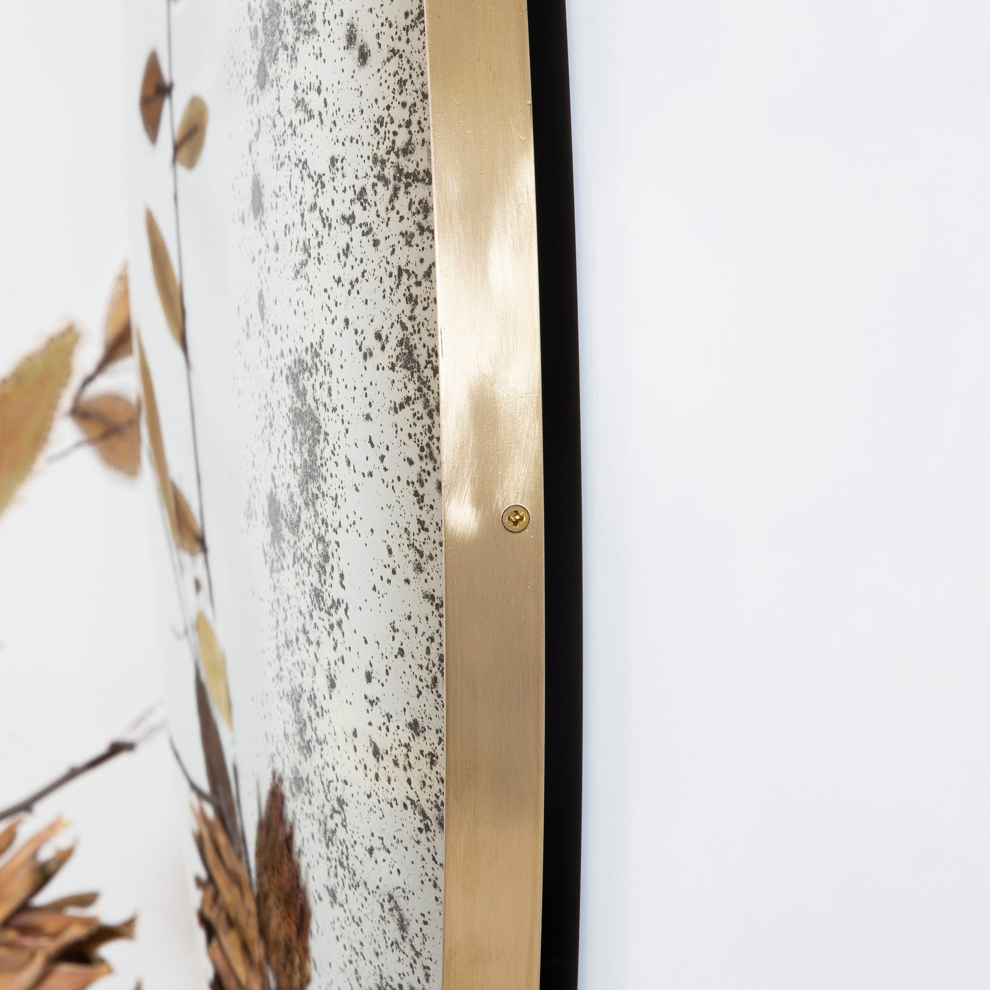 Antiqued Convex Mirror with Brushed Brass Frame, Hand crafted, Wall Mirror, Space Age Decor, Contemporary, Curve Mirror
