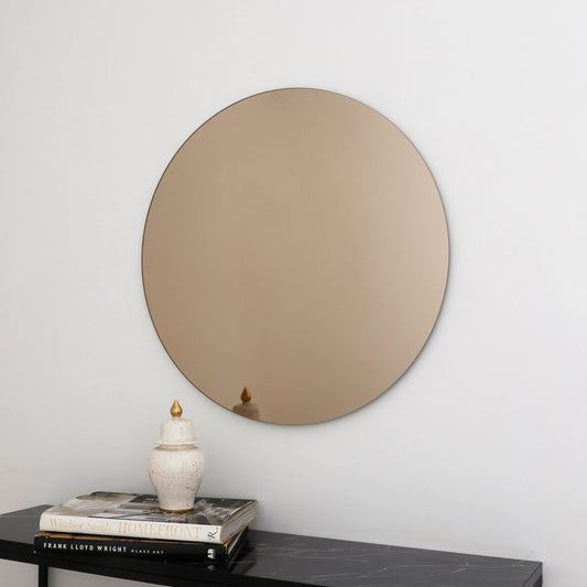 Bronze Tinted Contemporary Round Frameless Mirror