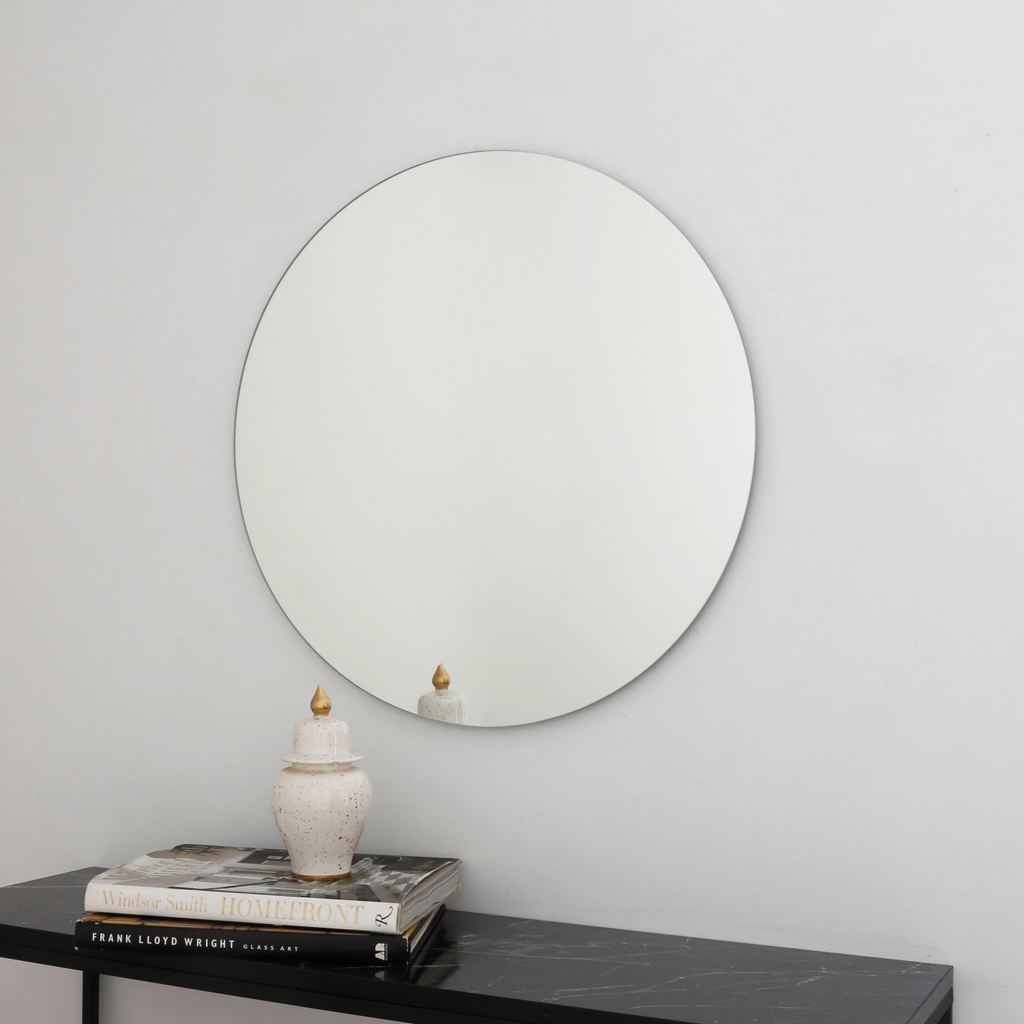Contemporary Round Frameless Mirror, Minimalist Mirror