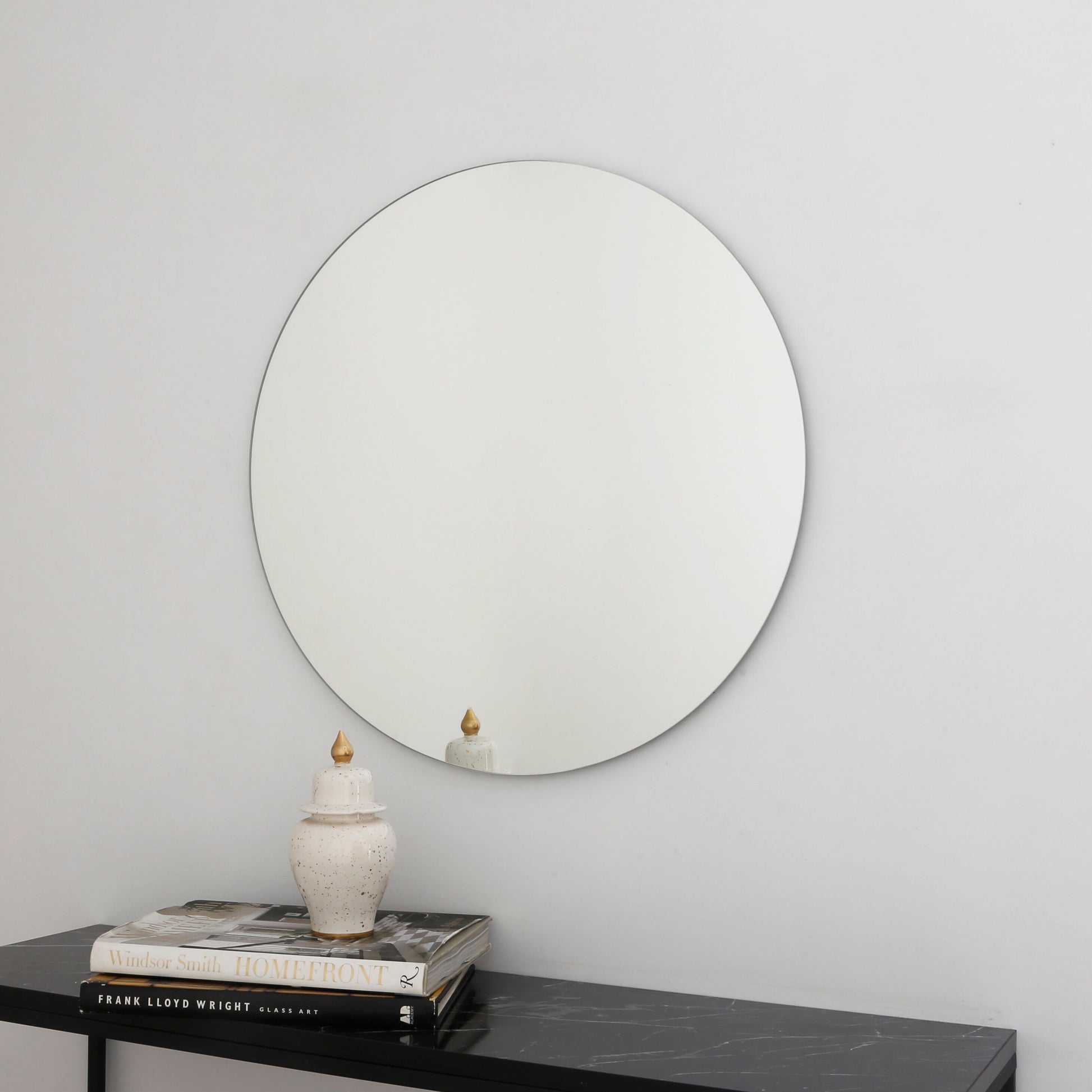 Contemporary Round Frameless Mirror, Minimalist Mirror