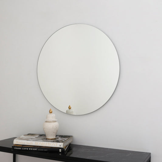 Contemporary Round Frameless Mirror, Minimalist Mirror