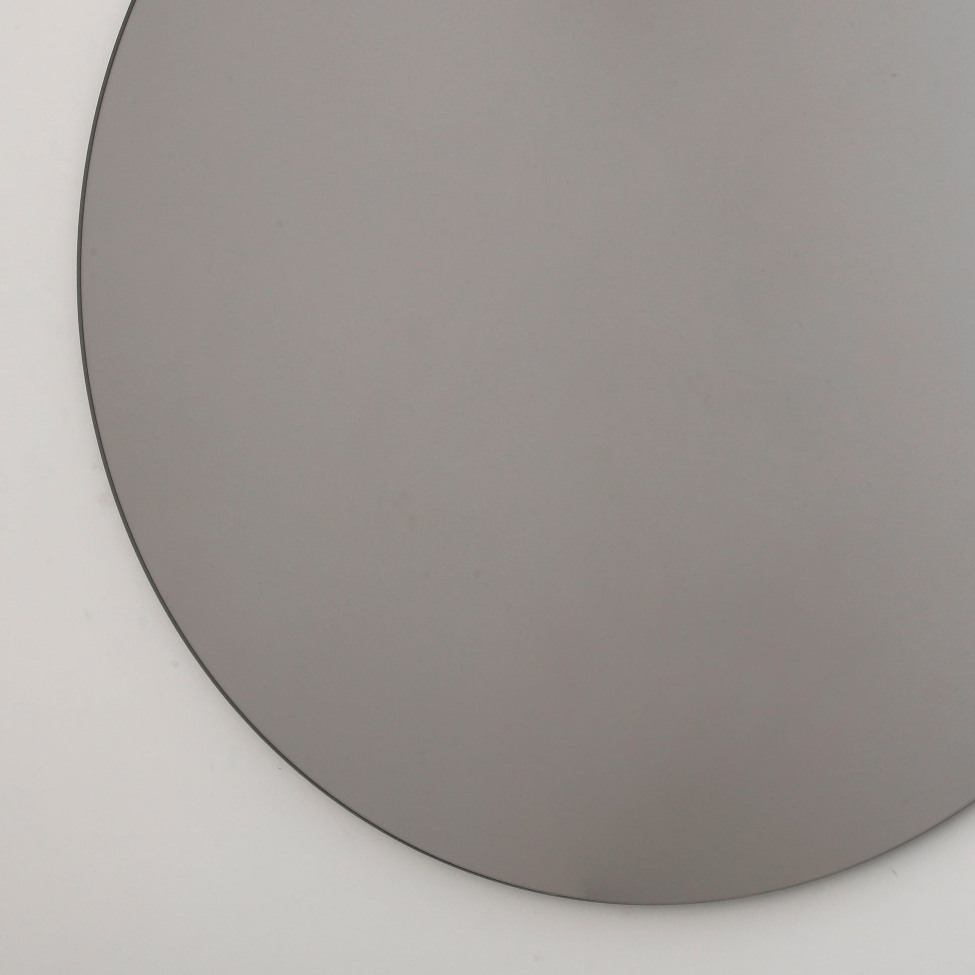 Black Tinted Contemporary Round Frameless Mirror, Minimalist Mirror