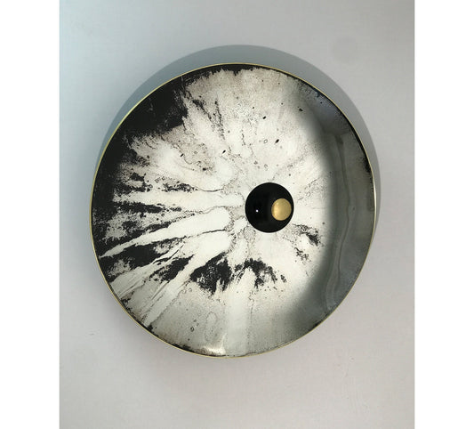 Contemporary Concave Antique Mirror with Gold Leaf, Space Age Decor, Like a Moon, Antique Mirror