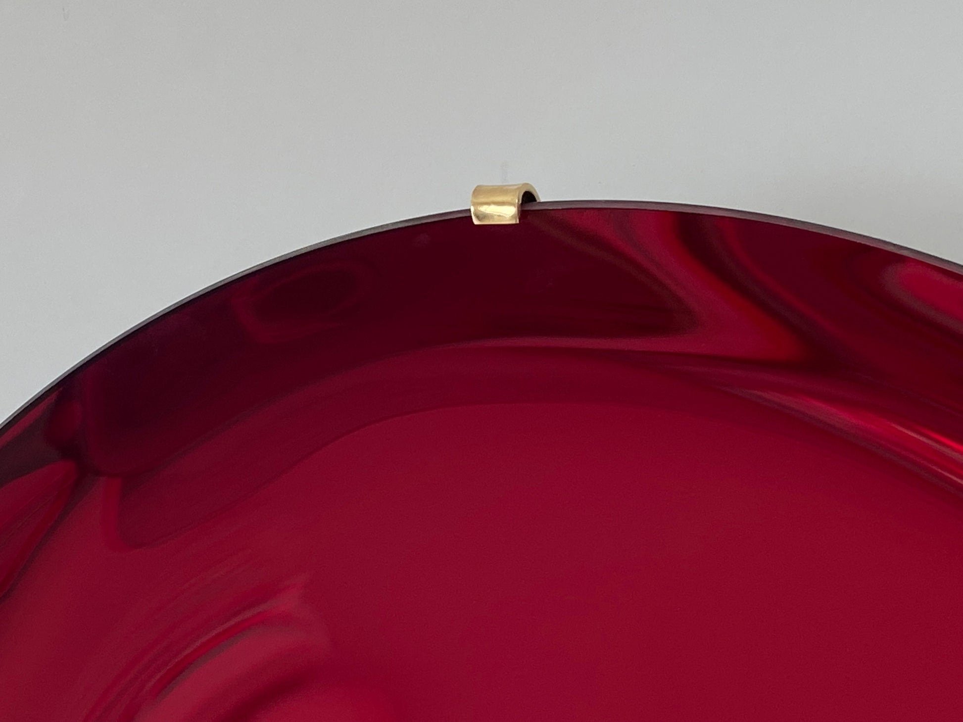 Contemporary Ruby Red Concave Mirror with Brass Clips, Inspired by Space Age decor, Red Mirror, Contemporary Mirror, Hand crafted