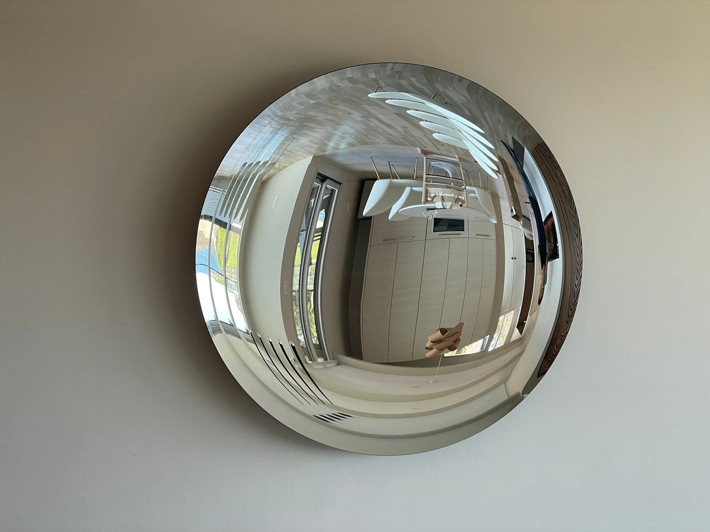 Contemporary Concave Mirror, Inspired by Space Age decor, Silver Mirror, Contemporary Mirror, Hand crafted, Mirror Wall Decor, Curve Mirror