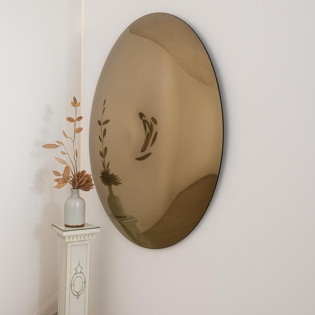 Contemporary Convex Mirror wih Concave Mirror, Inspired by Space Age decor, Bronze Mirror, Hand crafted, Mirror Wall Decor, Curve Mirror