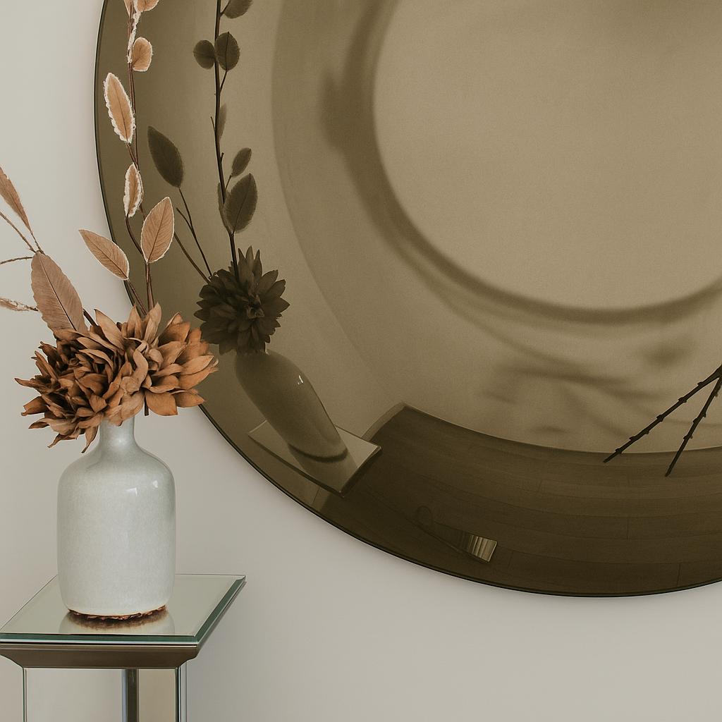 Contemporary Convex Mirror wih Concave Mirror, Inspired by Space Age decor, Bronze Mirror, Hand crafted, Mirror Wall Decor, Curve Mirror