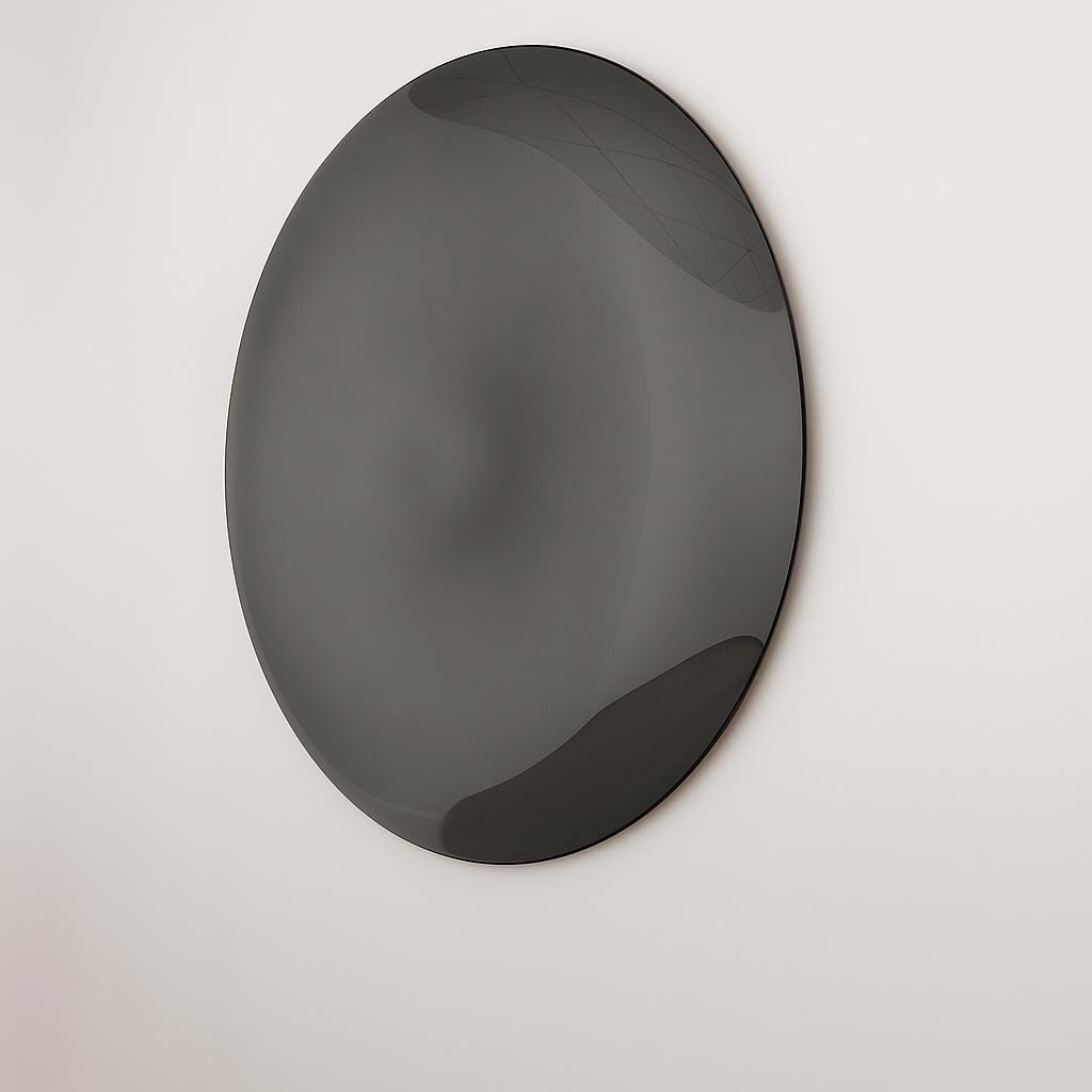 Contemporary Convex Mirror wih Concave Mirror, Inspired by Space Age decor, Light Black Mirror, Hand crafted, Mirror Wall Decor