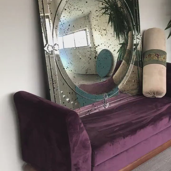 Beveled Antiqued Square Mirror with Convex Mirror, Convex Mirror, Glass Wall Mounted Mirror, OTTO Mirror, Hand crafted