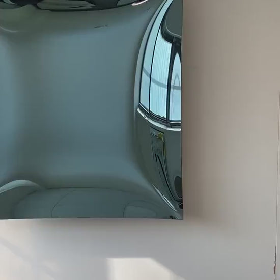 Contemporary Square Concave Mirror, Inspired by Space Age decor, Blue Mirror, Contemporary Mirror, Hand crafted, Mirror Wall Decor
