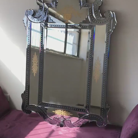 Venetian Mirror, Beveled Mirror, French Style, Hand craft, Gold Leaf, Art-081