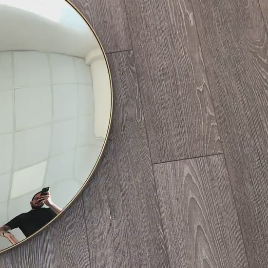 Silver Convex Mirror with Brushed Brass Frame, Hand crafted, Wall Mirror, Space Age Decor, Contemporary, Curve Mirror