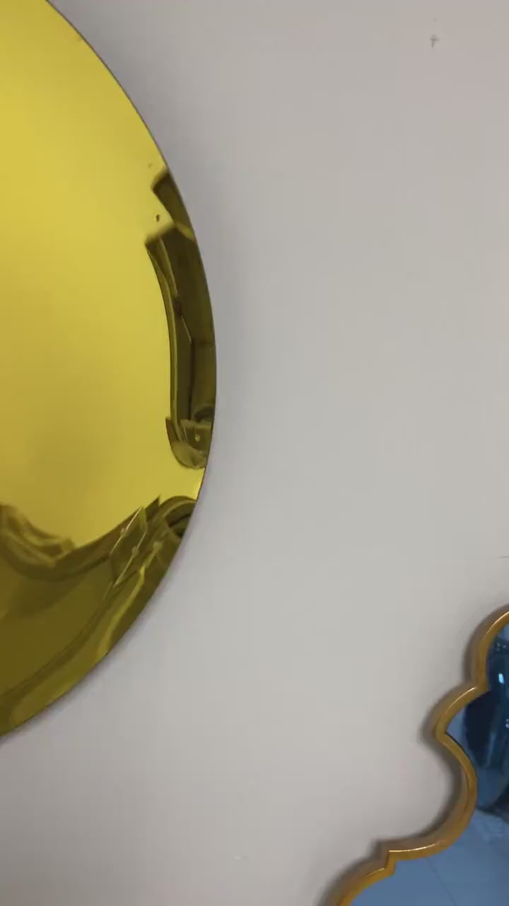 Contemporary Concave Mirror, Inspired by Space Age Decor, Gold Mirror, Contemporary Mirror, Hand crafted, Mirror Wall Decor, Curve Mirror